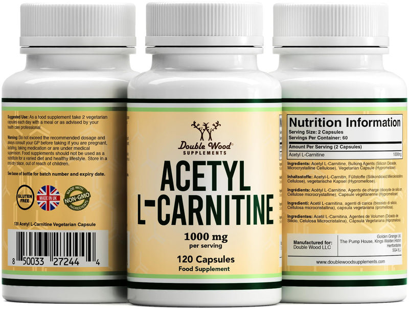 DW L Carnitine Capsules | 120 high-dose acetyl L carnitine – 1000mg L-carnitine per serving | GMO and gluten free L-Carnitine | Made in Britain - NewNest Australia