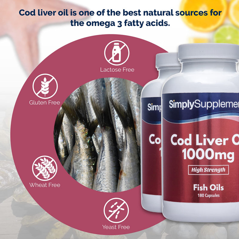 Cod liver oil 1000mg - 360 capsules - supply for up to 1 year - SimplySupplements - NewNest Australia