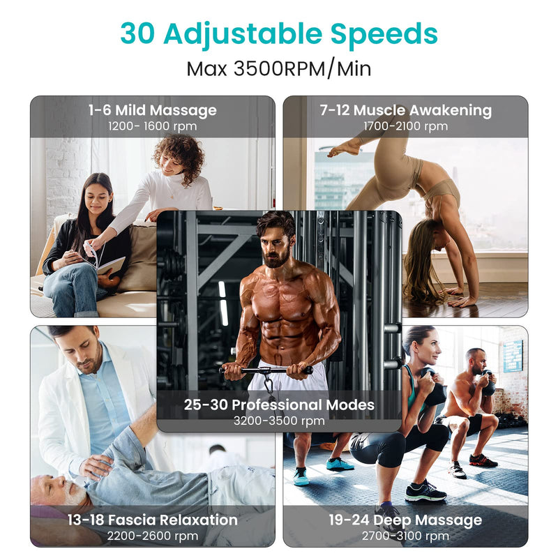 Massage Gun, Muscle Massage Gun With 30 Tuned Intensity Levels, Muscle Massager With Lcd Display Touch Screen, Fascia Gun With 10 Massage Heads, 2500 Mah Electricity - NewNest Australia