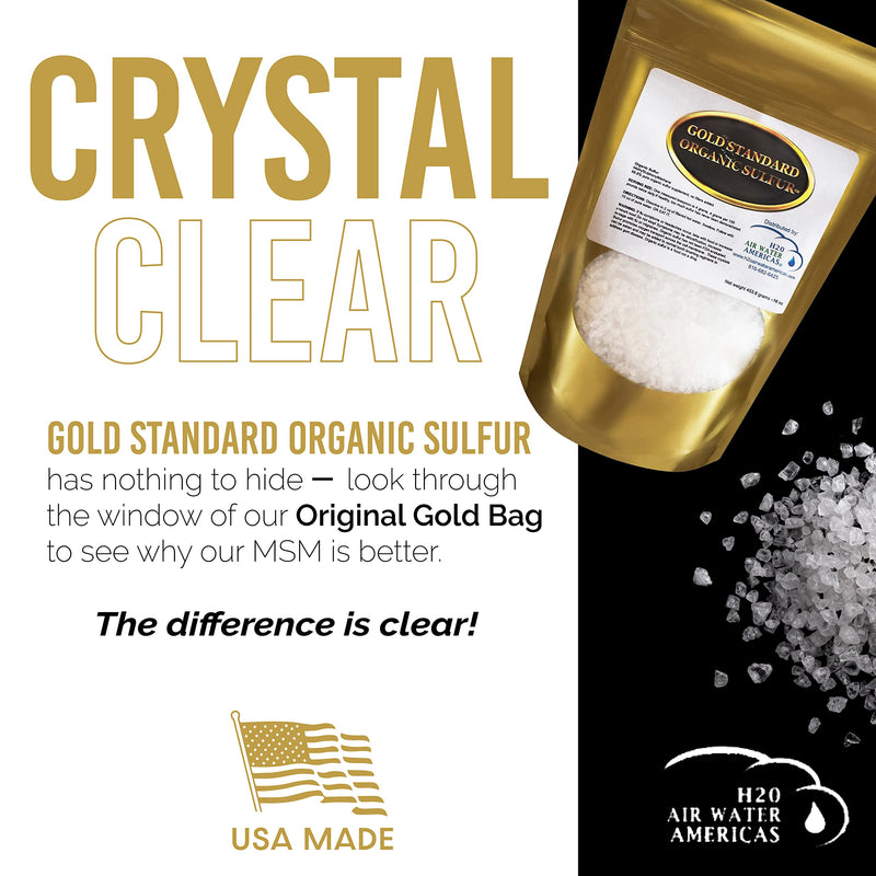 Gold Standard Organic Sulfur Crystals 1lb - 99.9% Pure MSM Crystals - Largest Granular Flakes Available - 3rd Party Tested 1 Pound (Pack of 1) - NewNest Australia