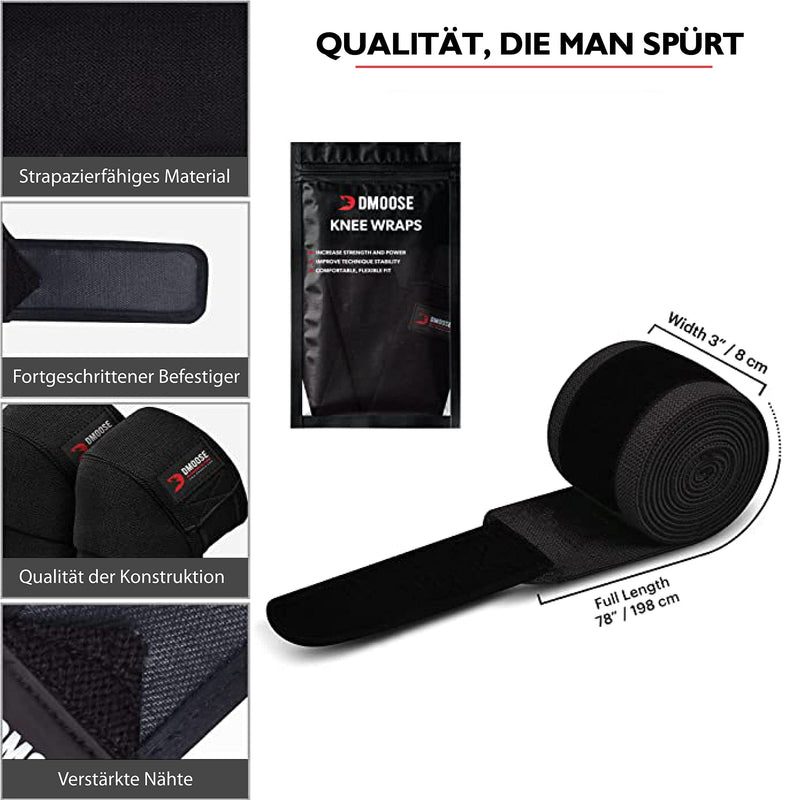 Dmoose Fitness Knee Wraps Strength Training Bodybuilding For Squats, Weightlifting, Powerlifting, Deadlifts And Fitness Training, 78 Inch Long, Reinforced Knee Legs For Men Or Women - NewNest Australia