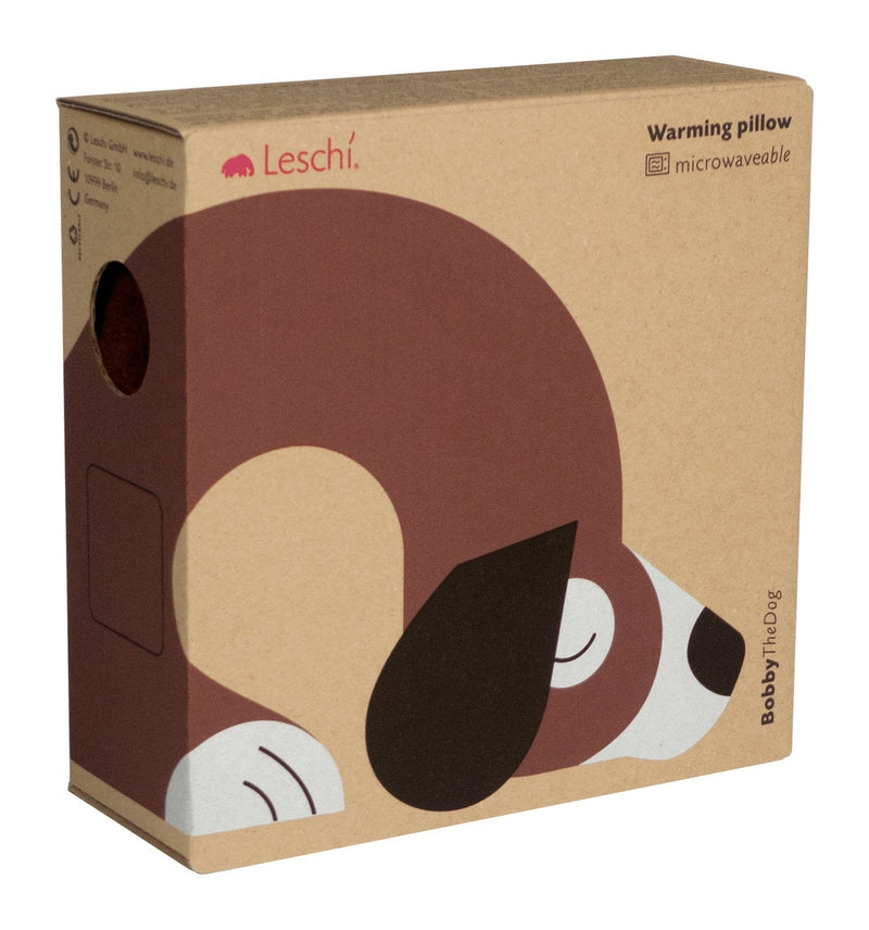 LESCHI heat pillow - grain pillow for microwave - animal dog dark brown - cuddly neck pillow with organic wheat - ideal as a heat source in winter and for tension on the neck, shoulder, neck, chocolate/midnight - NewNest Australia