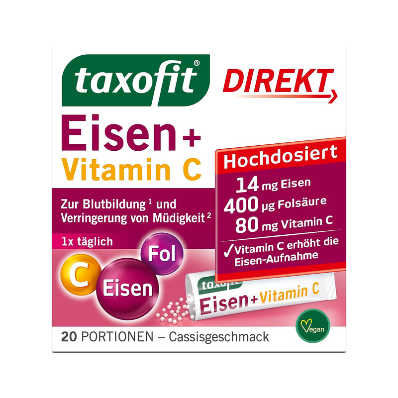 taxofit® Iron + Folic Acid + Vitamin C Direct Granules | For Blood Formation & Reduction of Fatigue | 20 servings - NewNest Australia