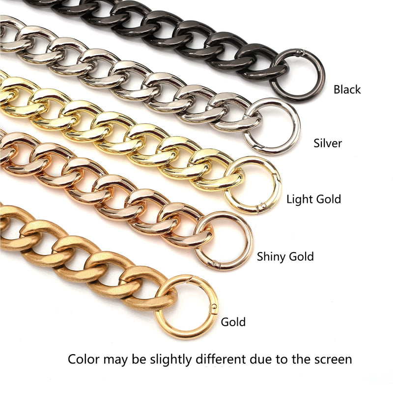 Xiazw DIY Heavy Chunky Aluminum Metal Purse Handle Bag Chain Charms Strap Replacement Handbag Accessories Decoration (Black) Black - NewNest Australia