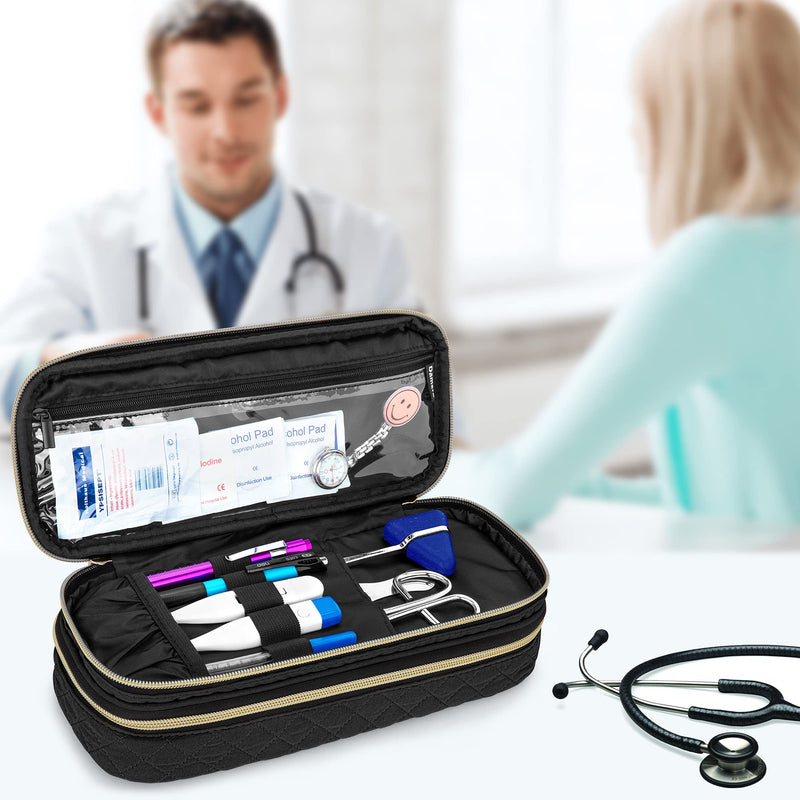 Damero Double Layer Stethoscope Case Compatible with 3M Littmann/ADC/Omron Stethoscope, Stethoscope Carrying Case Travel Bag for Nurse Accessories, Black Large - NewNest Australia