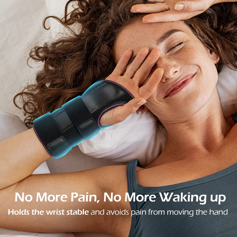FREETOO Doctor Approved Wrist Support with 3 Stays,Adjustable Day Night Carpal Tunnel Wrist Splint for Men Women,Wrist Support Brace for Arthritis,Tendonitis,Sprained,RSI and Sports Protecting Left(13-20CM) Left-RoseRed - NewNest Australia