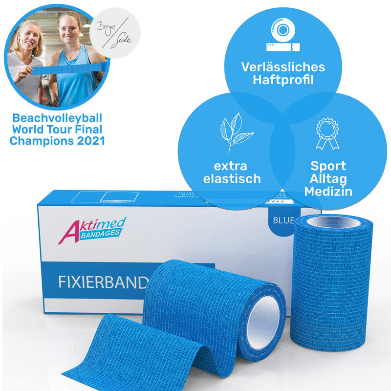 Aktimed Self-Adhesive Bandage (Pack Of 10) - High-Quality Self-Adhesive Bandage - Fixation Bandage Self-Adhesive For Sports Injuries & First Aid * Self-Adhesive Bandage (Blue) - NewNest Australia