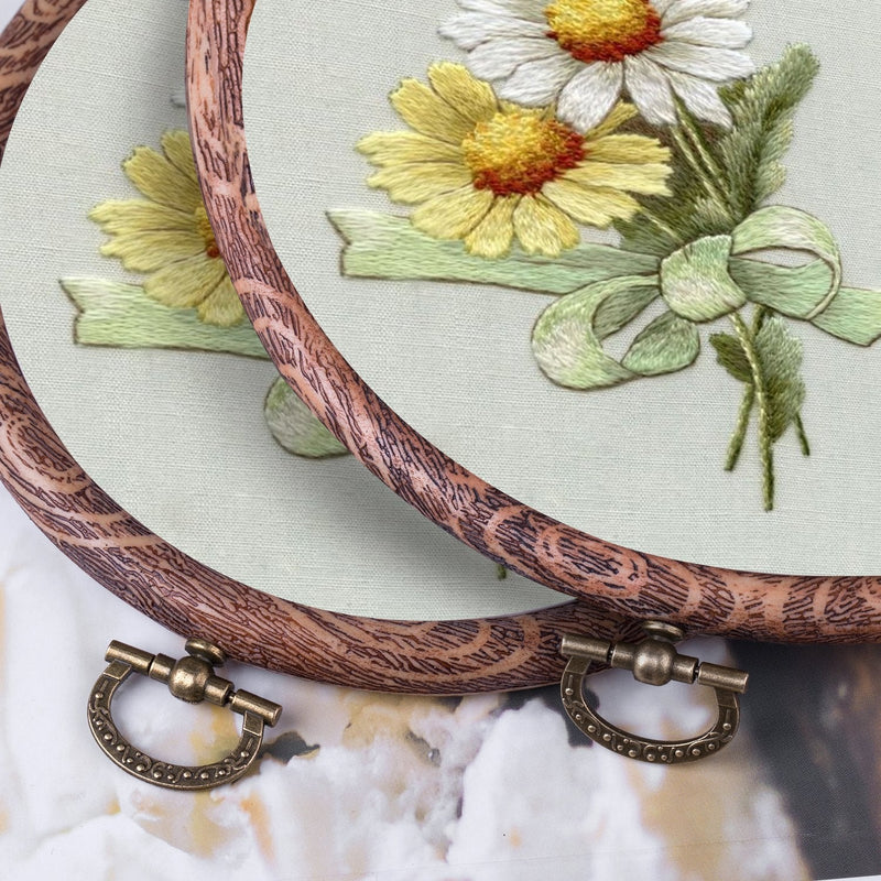 4 Pieces 6 Inch Round Embroidery Hoops Display Frame Circle, Cross Stitch Hoop Ring Imitated Wood Embroidery Kits for Art Craft Sewing and Christmas Ornaments - NewNest Australia