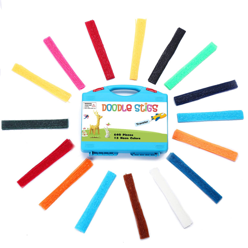 (640 Pieces and 1 Travel Case) Wax Yarn Stix | 6-Inch, 13 Neon Colors Wiki Sticks for Kids - DIY Crafts and School Project Supplies.Great Toy for Home and Road Trip Activities for Kids - NewNest Australia