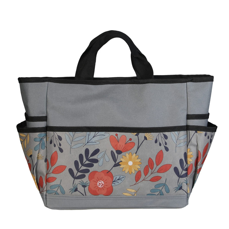 MDSTOP Garden Tool Bag, Garden Tool Kit Holder Home Organizer Storage Carrier, Oxford Garden Hand Tool Storage Tote Organizer with Handle and 8 Roomy Pockets, Floral Gardening Gift, Tools Not Included Grey - NewNest Australia