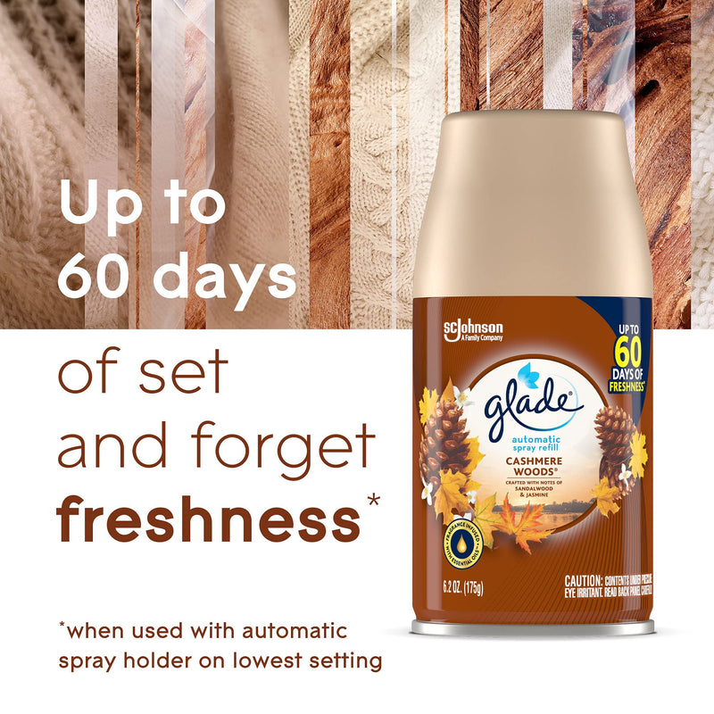 Glade Automatic Spray Refill, Air Freshener for Home and Bathroom, Cashmere Woods, 6.2 Oz, 2 Count - NewNest Australia