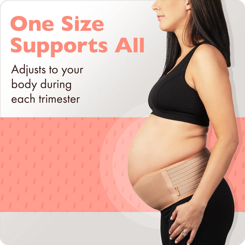 AZMED Maternity Belt, Breathable Pregnancy Back Support, Premium Belly Band, More Than 1.3M Happy Mothers, Lightweight Abdominal Binder, One-Size Beige - NewNest Australia