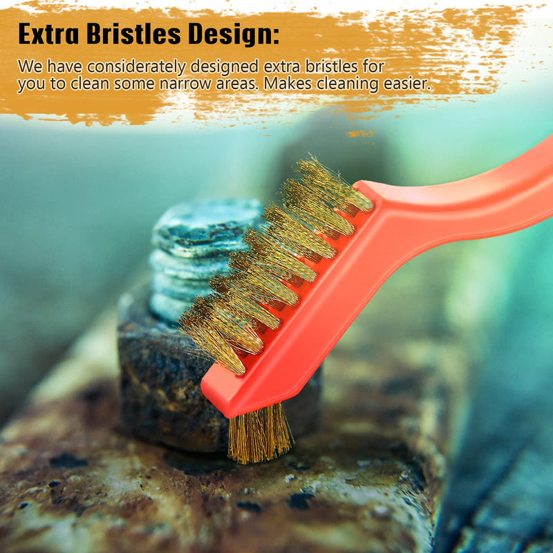 10 Pieces Wire Brush for Cleaning Welding Slag Rust, Brass and Stainless Steel Brush Head, Extra Bristles for Narrow Areas, Heavy Duty Mini Crimped Scratch Brush for Cleaning Grill Welding Slag Rust - NewNest Australia