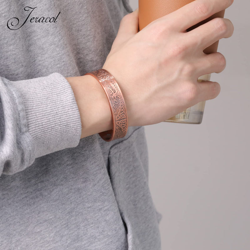 Jeracol Copper Magnetic Bracelet for Men Women,Tree of Life 100% Solid Copper Cuff Bangle with 6 3500 Guass Magnets,Adjustable Size Brazaletes with Jewellry Gift Box 17.5-Tree - NewNest Australia