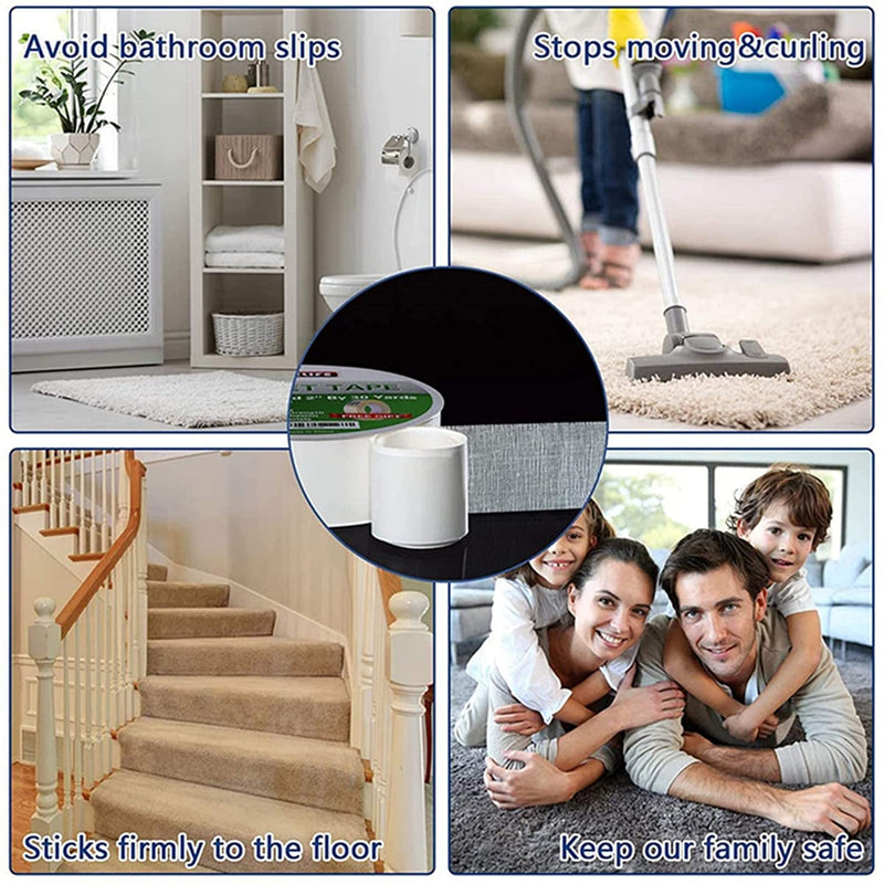 YYXLIFE Double Sided Carpet Tape for Area Rugs Carpet Adhesive Removable Multi-Purpose Rug Tape Cloth for Hardwood Floors, Outdoor Rugs, Carpets Heavy Duty Sticky Tape, 2 Inch x 10 Yards, White - NewNest Australia
