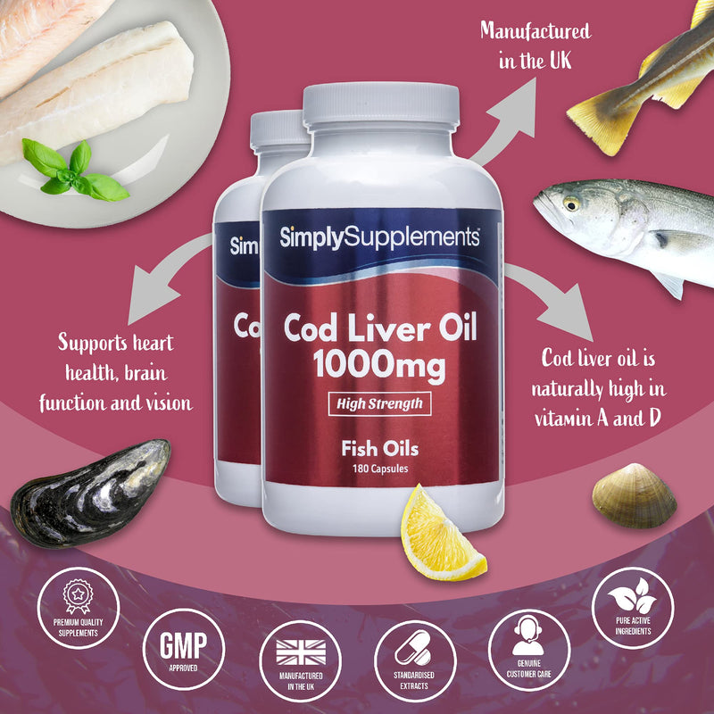 Cod liver oil 1000mg - 360 capsules - supply for up to 1 year - SimplySupplements - NewNest Australia