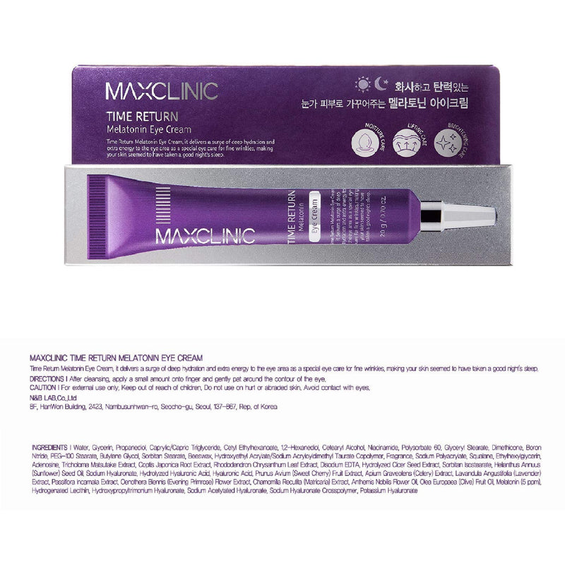 MAXCLINIC Time Return Melationin Under Eye Cream 20g 0.7oz Melatonin 7 Hyaluronic Acid Complex Nutrition Wrinkle Repair Tube Serum - NewNest Australia