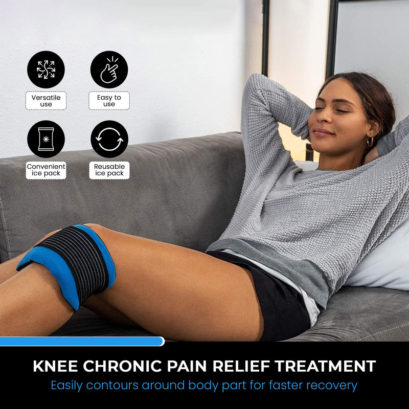 Tanness Reusable Gel Ice Pack for Sports Injury | Hot and Cold Compress Wrap with Adjustable Fleece Pouch | Flexible First Aid Pad for Knee, Ankle, Back Pain Relief Faster Recovery (Single) - NewNest Australia