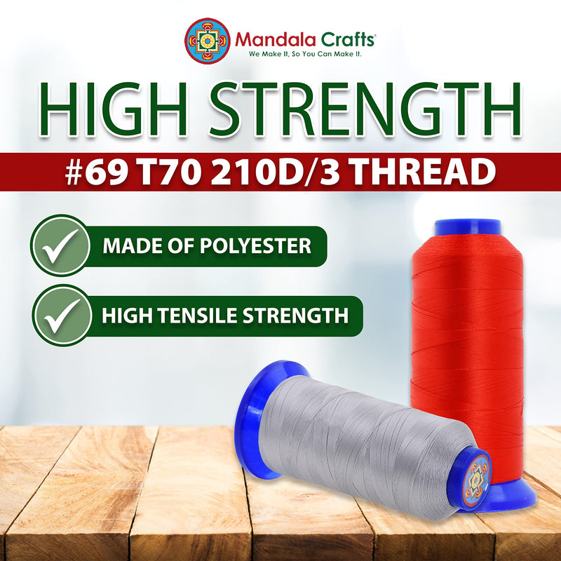 Mandala Crafts Heavy Duty Thread - #69 T70 210D/3 1500 Yds Heavy Duty Polyester Thread for Sewing Machine Outdoor Marine Jeans Leather Thread Drapery Upholstery Thread #69 T70 210D/3 1500 Yards Black - NewNest Australia
