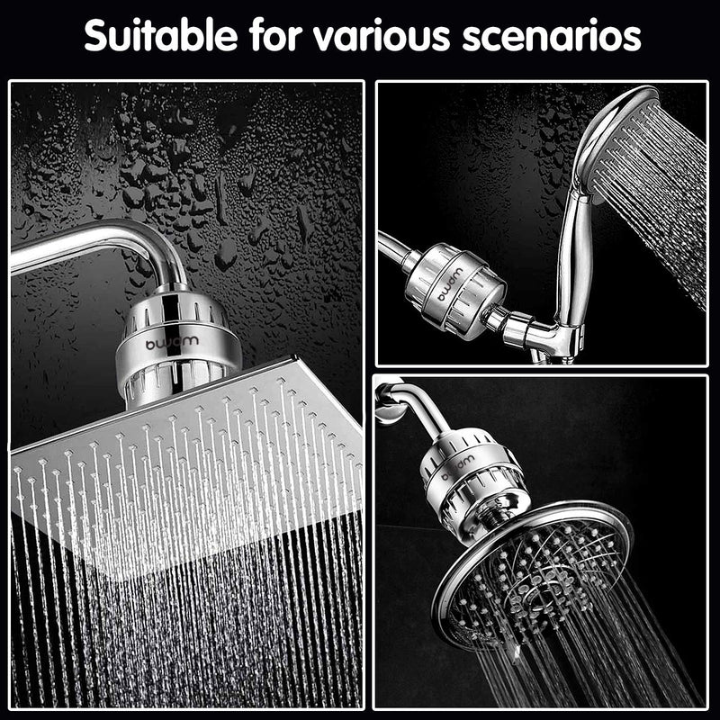 15 Stage Shower Filter - Shower Head Filter - Hard Water Filter,Remove Chlorine Heavy Metals and Other Sediments, Vitamin C Water Softener Reduces Dry Itchy Skin,Dandruff BWDM (Silver) Silver - NewNest Australia
