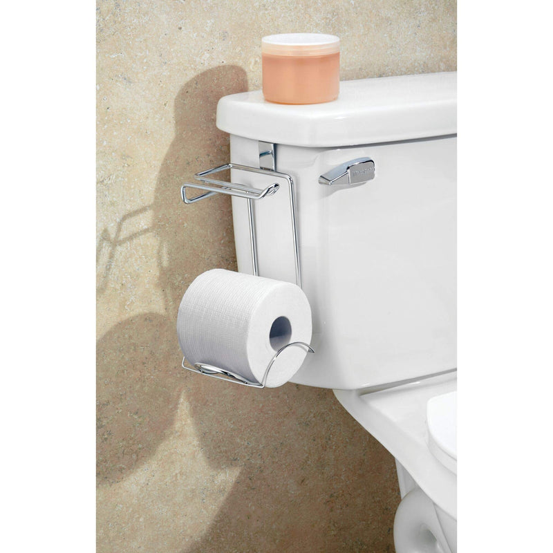 iDesign Classico Steel Toilet Paper Holder for Bathroom Storage, Over the Tank Toilet Tissue Organizer, Chrome Over-the-tank Reserve Set of 1 - NewNest Australia