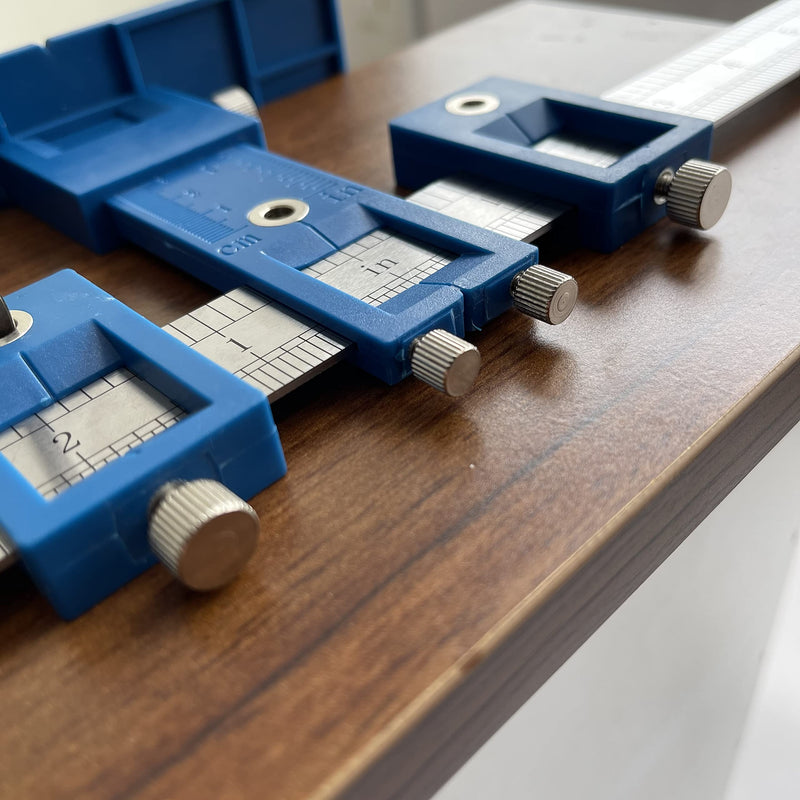 Cabinet Hardware Jig,Adjustable Punch Locator Woodworking Drill Dowelling Guide Template for Installation of Handles, Knobs on Doors and Drawer Pull,Easy Installation. Blue - NewNest Australia
