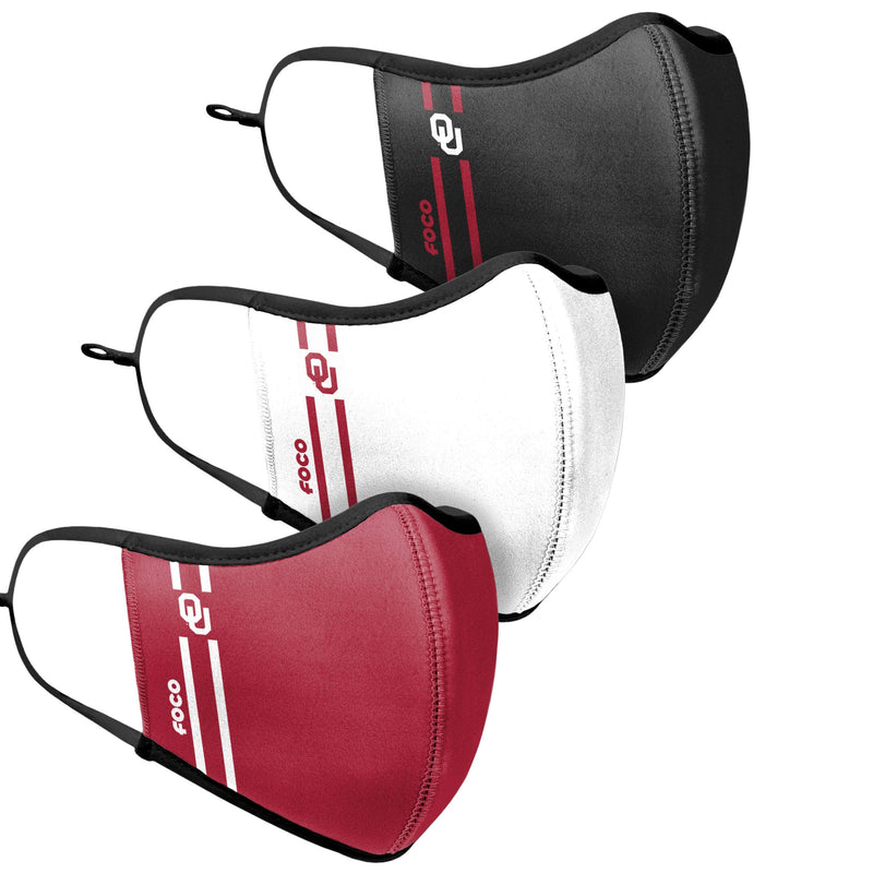 FOCO NCAA unisex-adult NCAA Team Logo Sport Reusable Washable Fashion Face Cover Mask 3-pack Oklahoma Sooners Team Color - NewNest Australia