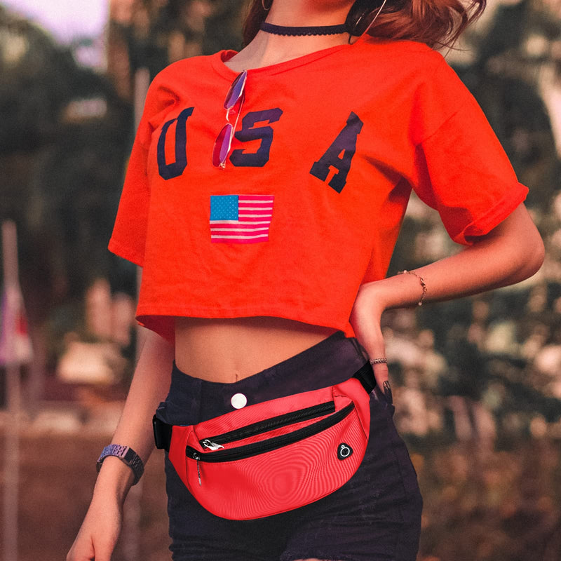 2 Packs Fanny Packs for Men and Women, Waterproof Sports Waist Pack Bag for Travel Hiking Running Hands-free … … Black+Red - NewNest Australia