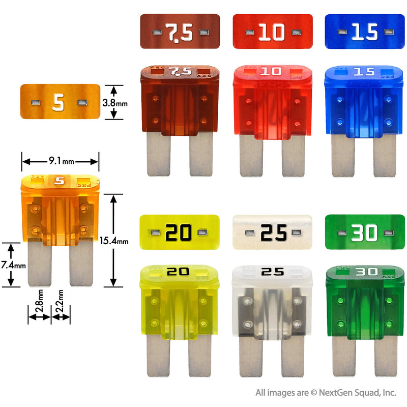 FuseTech Micro2 APT ATR 50 Piece Automotive Car Fuse Assortment Glove Box Set (49 Micro 2 Blade Fuses + Fuse Puller) 5A 7.5A 10A 15A 20A 25A 30A - NewNest Australia