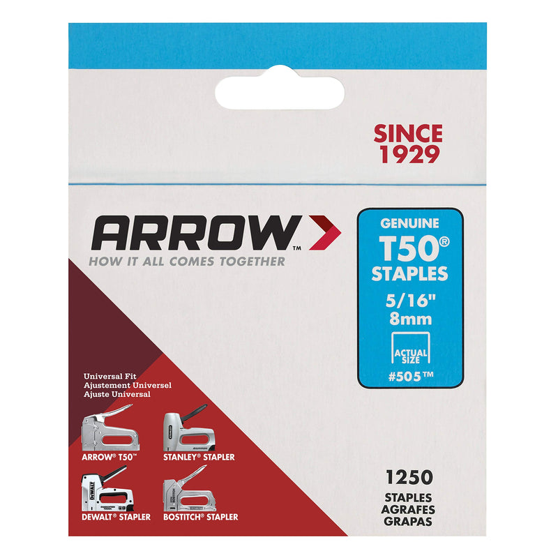 Arrow 505 Genuine T50 5/16-Inch Staples, 1,250-Pack 5/16 Inch - NewNest Australia