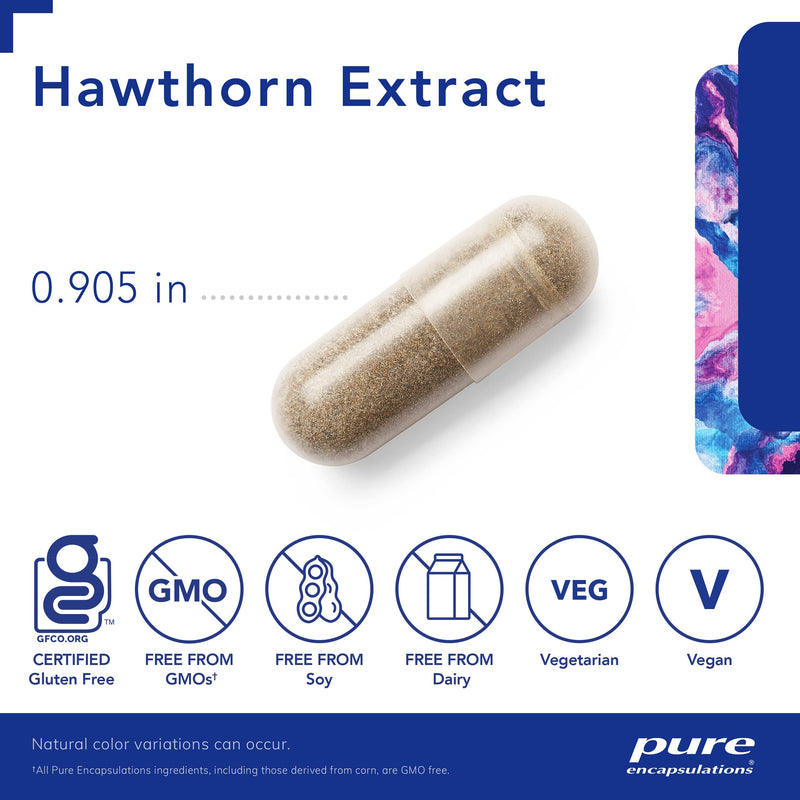 Pure Encapsulations - Hawthorn Extract - Crataegus Oxyacantha Hypoallergenic Supplement for Cardiovascular System Support - 120 Capsules Standard Packaging - NewNest Australia