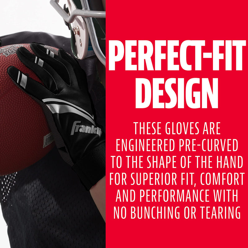 Franklin Sports Youth Football Receiver Gloves - Shoktak Youth Gloves - Kids Football Receiver Gloves - High Grip Football Gloves for Kids Youth Large Black/White - NewNest Australia