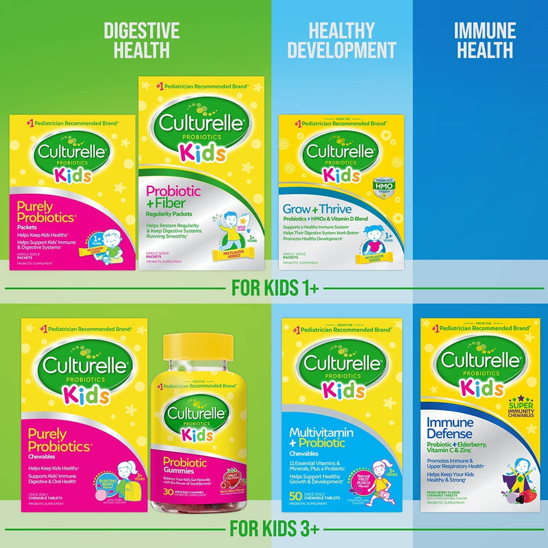 Culturelle Kids Complete Multivitamin + Probiotic Chewable, Digestive & Immune Support for Kids, With 11 Vitamins & Minerals including Vitamin C, D3 and Zinc, Fruit Punch Flavor, 50 Count - NewNest Australia