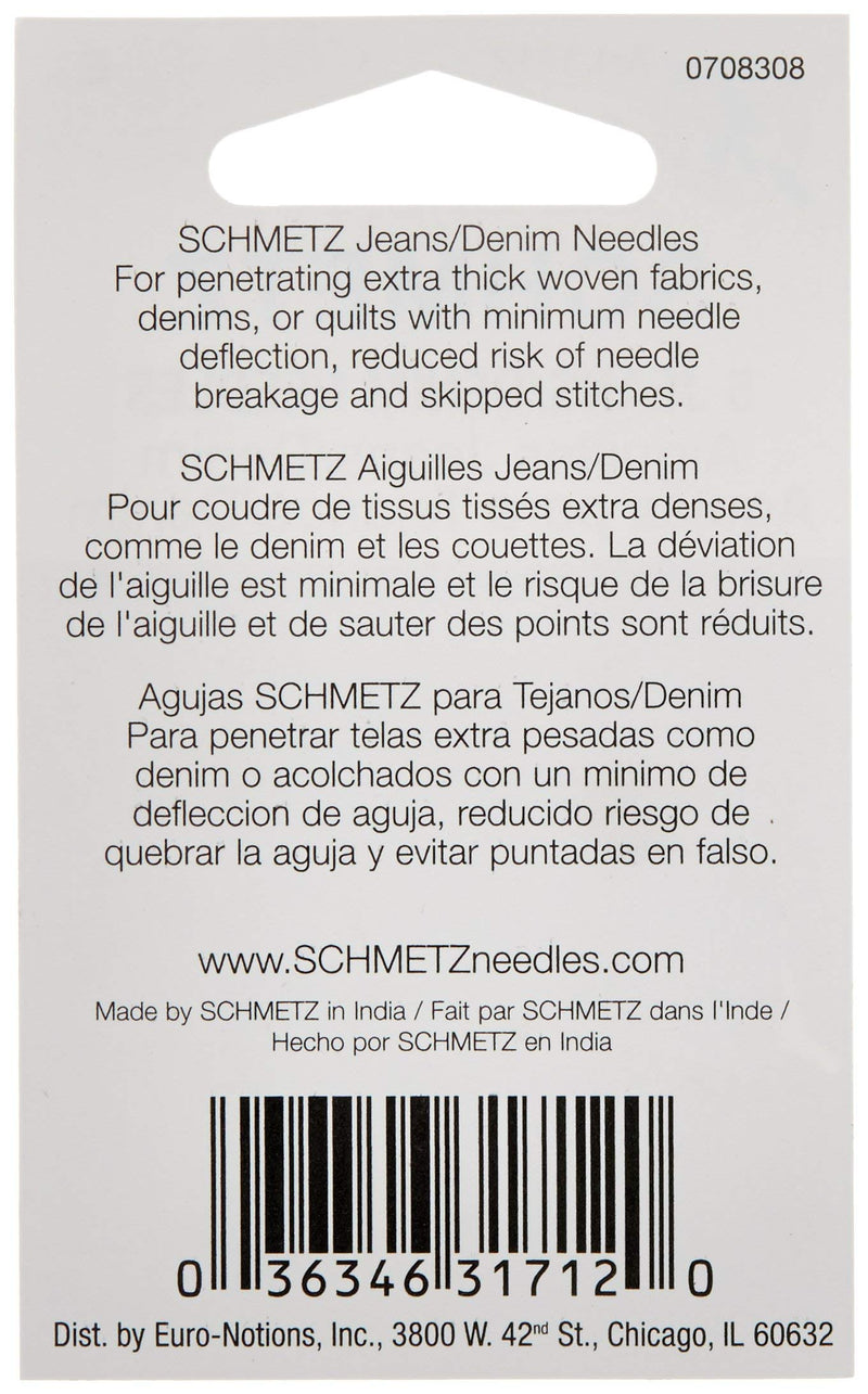 Euro-Notions 1712Jean & Denim Machine Needles-Size 16/100 5/Pkg - NewNest Australia