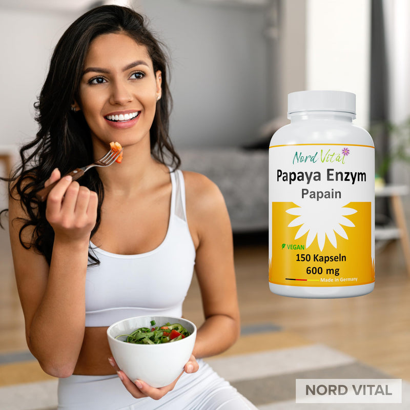 Papaya Enzymes - High Dose! - 150 Capsules - 1800 Mg Papain Per Daily Dose - 6 Million Units/G Enzyme Activity - Vegan - Natural Enzyme From Papaya Extract - German Production - NewNest Australia
