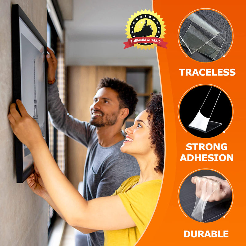 MS WGO Double Sided Tape-Heavy Duty Mounting Tape 1.18in x 9.85ft Removable Double Sided Mounting Tape Transparent Poster Tape Double Sided Tape for Walls Office Outdoor Carpet Home - NewNest Australia