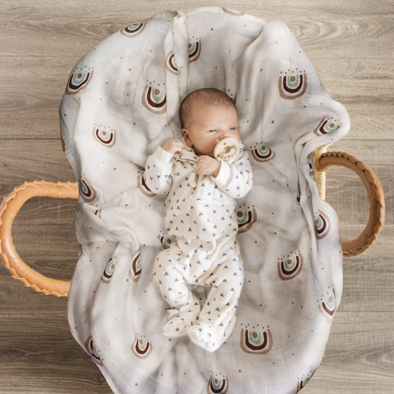 Milaboo Baby Muslin Cloths 80X80 Cm I 100% Organic Cotton Gots-Certified I Burp Cloths Baby With Play Case Fsc I Gift For Birth (Rainbow Muslin Cloths) Rainbow Muslin Cloths - NewNest Australia