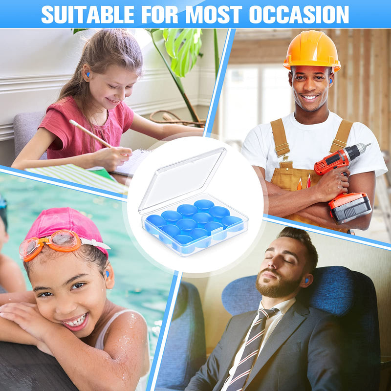 14 Pairs Silicone Ear Plugs for Sleeping Soft Reusable Moldable Silicone Earplugs Gel Ear Plugs Noise Cancelling Earplugs with Case for Swimming, Snoring, Concert, Airplane (Blue) Blue - NewNest Australia