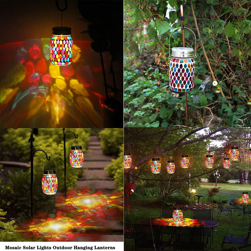 Mosaic Solar Lights Outdoor Hanging Lanterns, Rechargeable Mosaic Solar Lanterns， Outdoor Waterproof Solar Night Lights Table Lamps for Decorations Art Deco - NewNest Australia