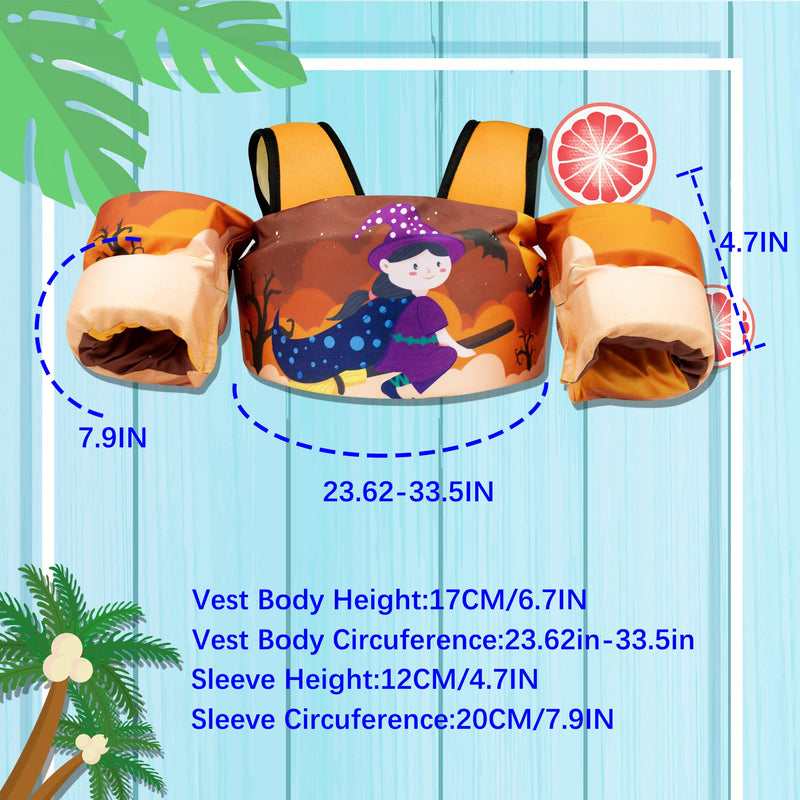 Elejolie Kid Swim Vest for Child Learn Swiming Training,Infant Safety Swim Aid Jacket for Toddler 2 3 4 5 6 Years Old ,Arm Wings for Baby 22-66lbs Witch - NewNest Australia