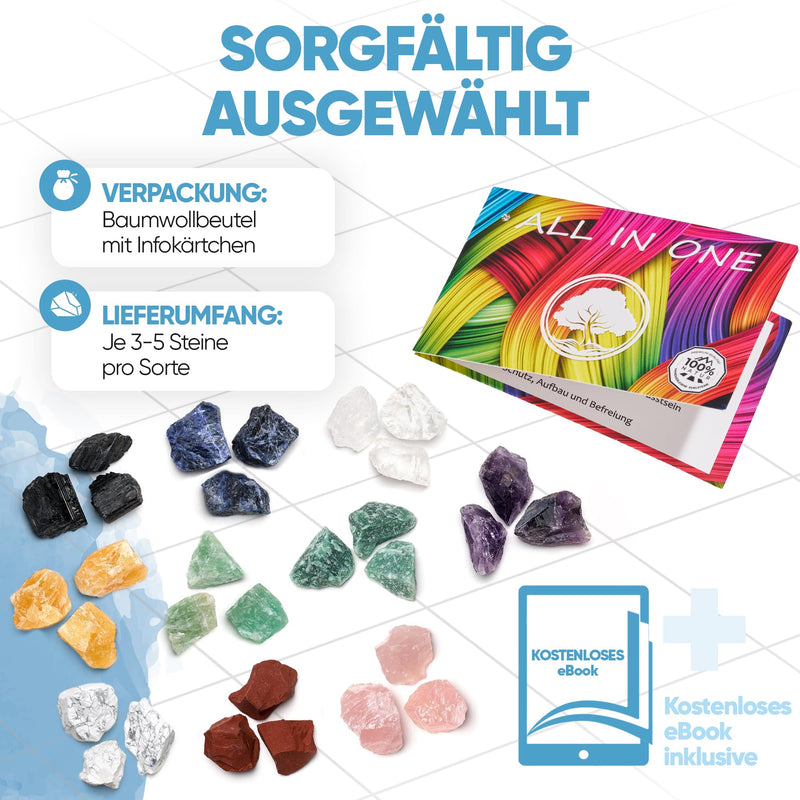 PURAJA All in One Gemstone Set | 1000g | Put together all water stone mixtures yourself Three pieces each of the 10 most popular water and healing stones 100% natural stones 1kg - NewNest Australia