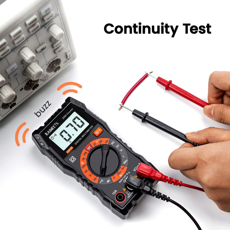 KAIWEETS Digital Multimeter with Case, DC AC Voltmeter, Ohm Volt Amp Test Meter and Continuity Test Diode Voltage Tester for Household Outlet, Automotive Battery Test (Anti-Burn with Double Fuses) - NewNest Australia