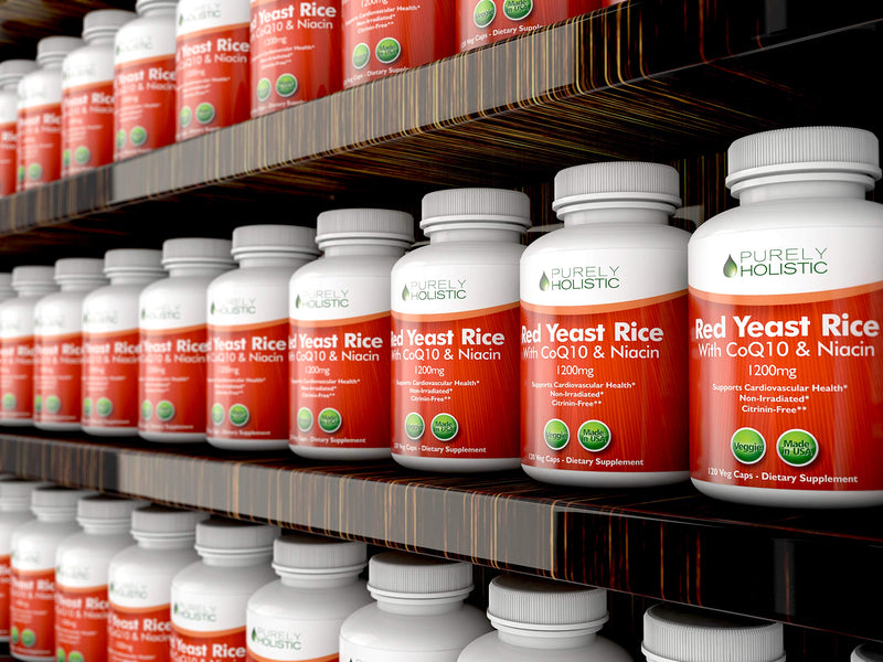 Red Yeast Rice 1200mg with CoQ10 & Flush Free Niacin 120 Vegetarian Capsules - Non Irradiated, Citrinin Free, Supports Healthy Cholesterol Levels & Cardiovascular System - NewNest Australia