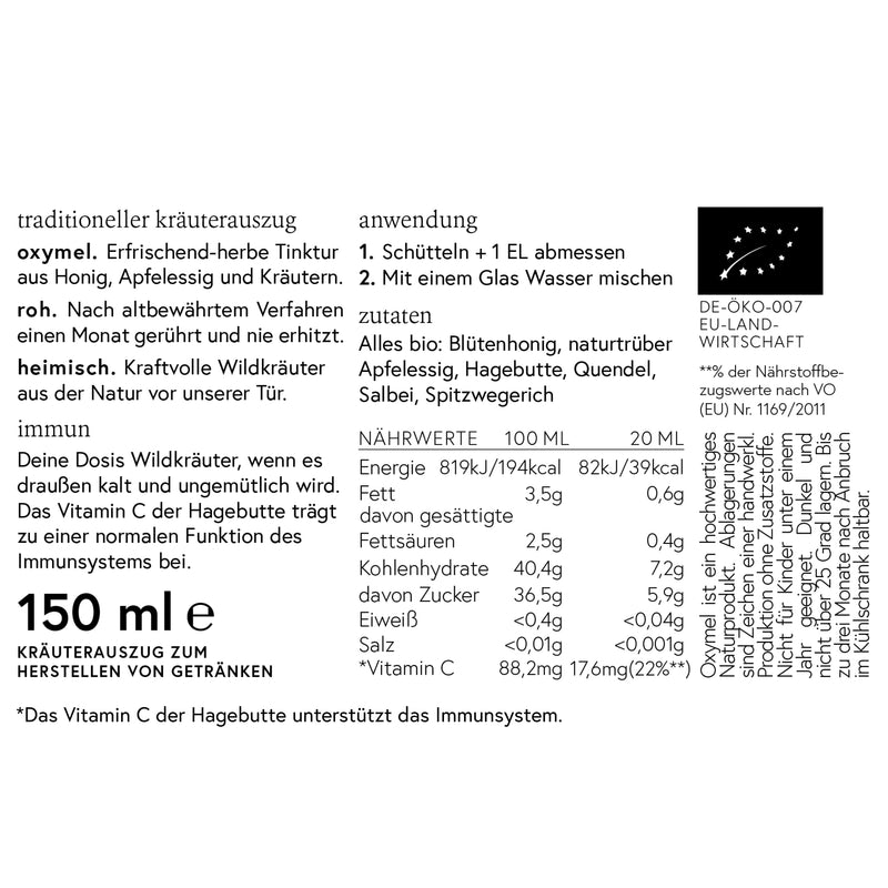 Kruut ‚ Immune Herbal Extract Organic 150Ml ‚ Elixir Made From Wild Herbs Rosehip, Sage, Ribwort Plantain, Thyme With Natural Vitamin C ‚ Oxymel Tincture Herbal Drink Syrup Treatment From Local Superfoods* 150 Ml (Pack Of 1) - NewNest Australia