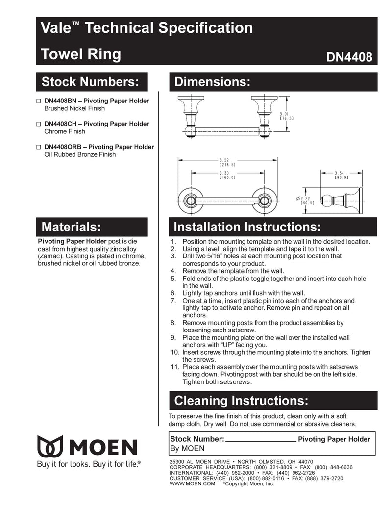 Moen DN4408BN Vale Double Post Pivoting Toilet Paper Holder, Brushed Nickel - NewNest Australia