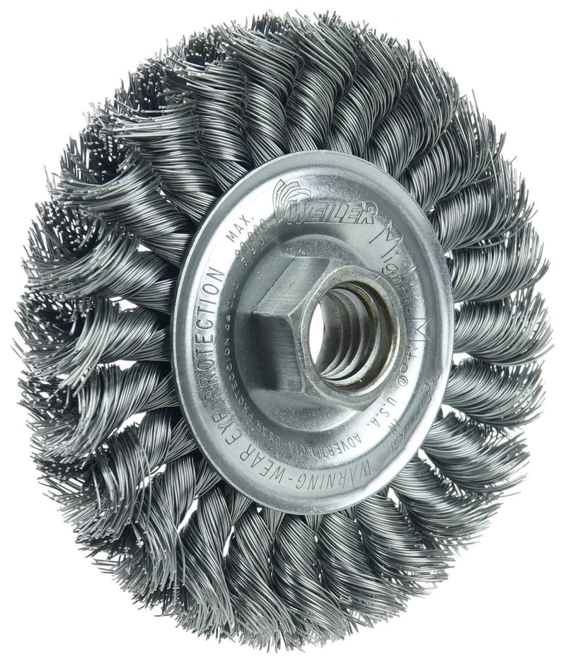 Weiler 13120V 4" Standard Twist Knot Wire Wheel.020" Steel Fill, 5/8"-11 UNC Nut, Vending Ready, Made in The USA 4" Dia x 0.020 Wire Size - NewNest Australia