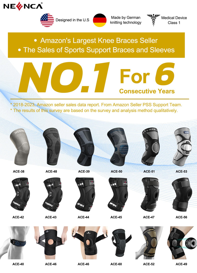 Neenca 2 Pack Knee Support, Compressed Knee Support For Men Women, Knee Pads For Running, Arthritis, Acl, Joint Pain Relief, Meniscus Tear, Knee Pain Recovery, Sports - Pair Packaging - NewNest Australia