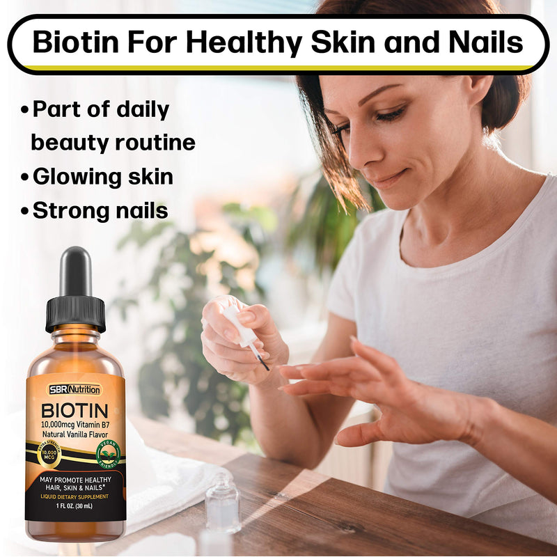 MAX Absorption Biotin Liquid Drops, 10000mcg of Biotin Per Serving, 60 Serving, No Artificial Preservatives, Vegan Friendly, Supports Hair Growth, Strong Nails and Glowing Skin, Made in USA - NewNest Australia