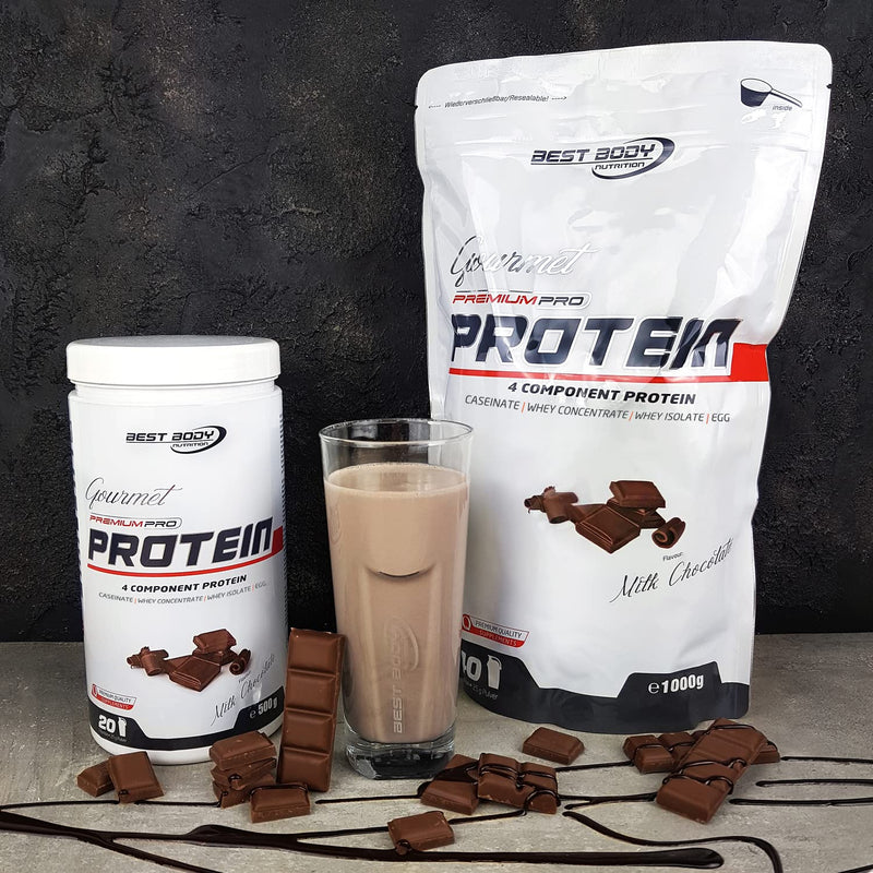 Best Body Nutrition Gourmet Premium Pro Protein, Milk Chocolate, 4 Component Protein Shake: Caseinate, Whey Concentrate, Whey Isolate, Egg Protein, 500 G (Pack Of 1) - NewNest Australia