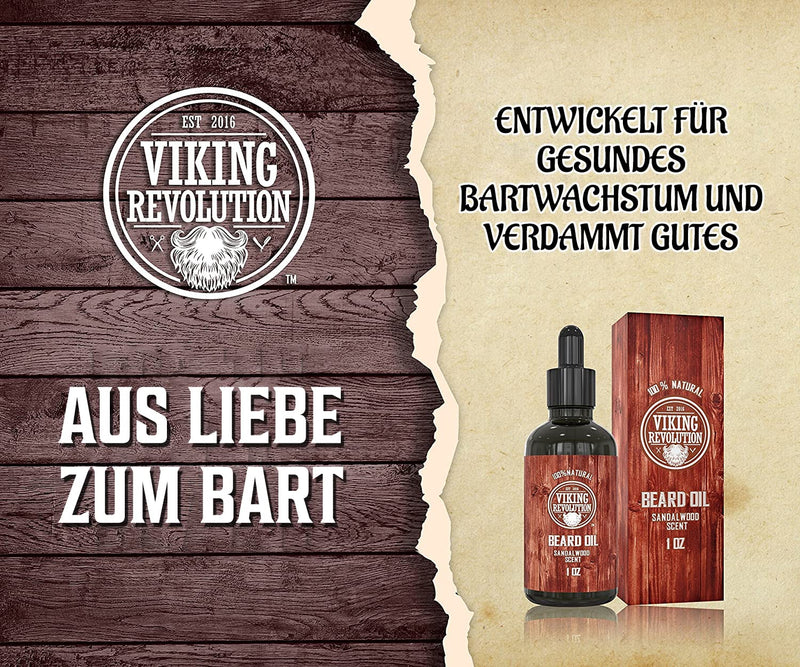 Viking Revolution Sandalwood Beard Oil 30ml - Beard Oil Men All Natural All Natural With Organic Argan And Jojoba Oils. Softens and strengthens the beard and mustache - NewNest Australia